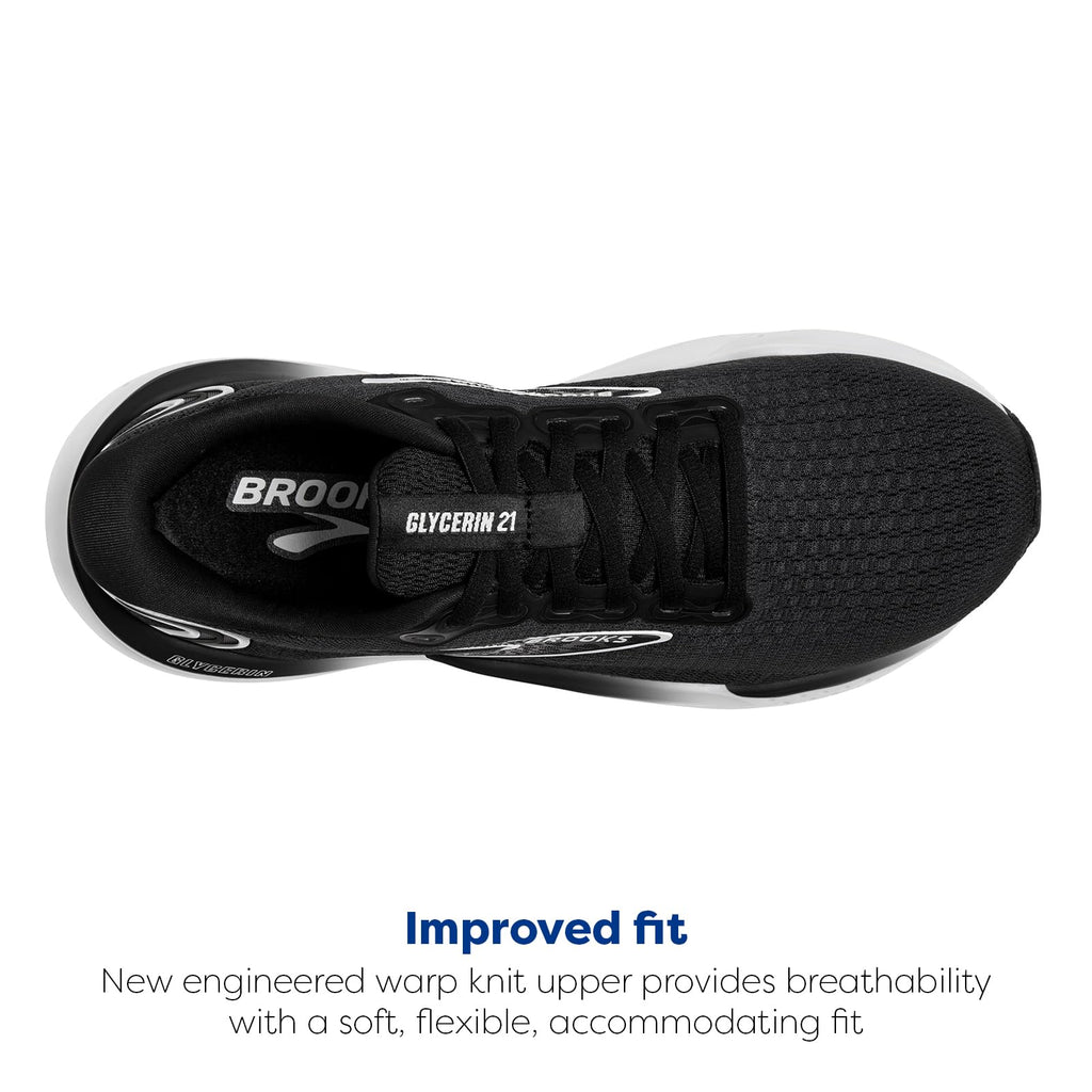 Brooks Mens Glycerin 21 Neutral Running Shoe - Black/Grey/White - 12 Medium