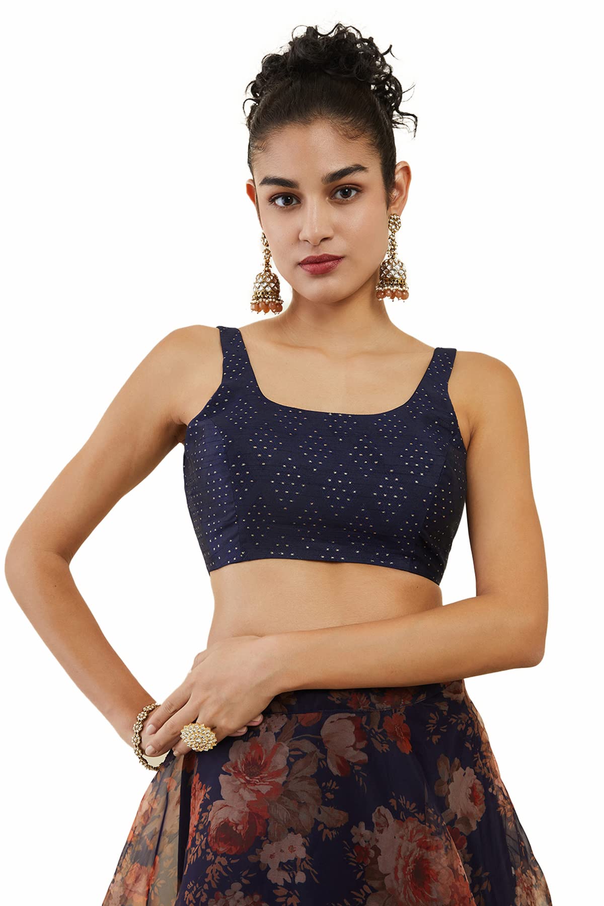 Soch Women Art Silk Sleeveless Blouse with Zari Woven Patterns