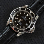 24mm Black - Standard Length - BARTON Alligator Grain - Quick Release Leather Watch Bands