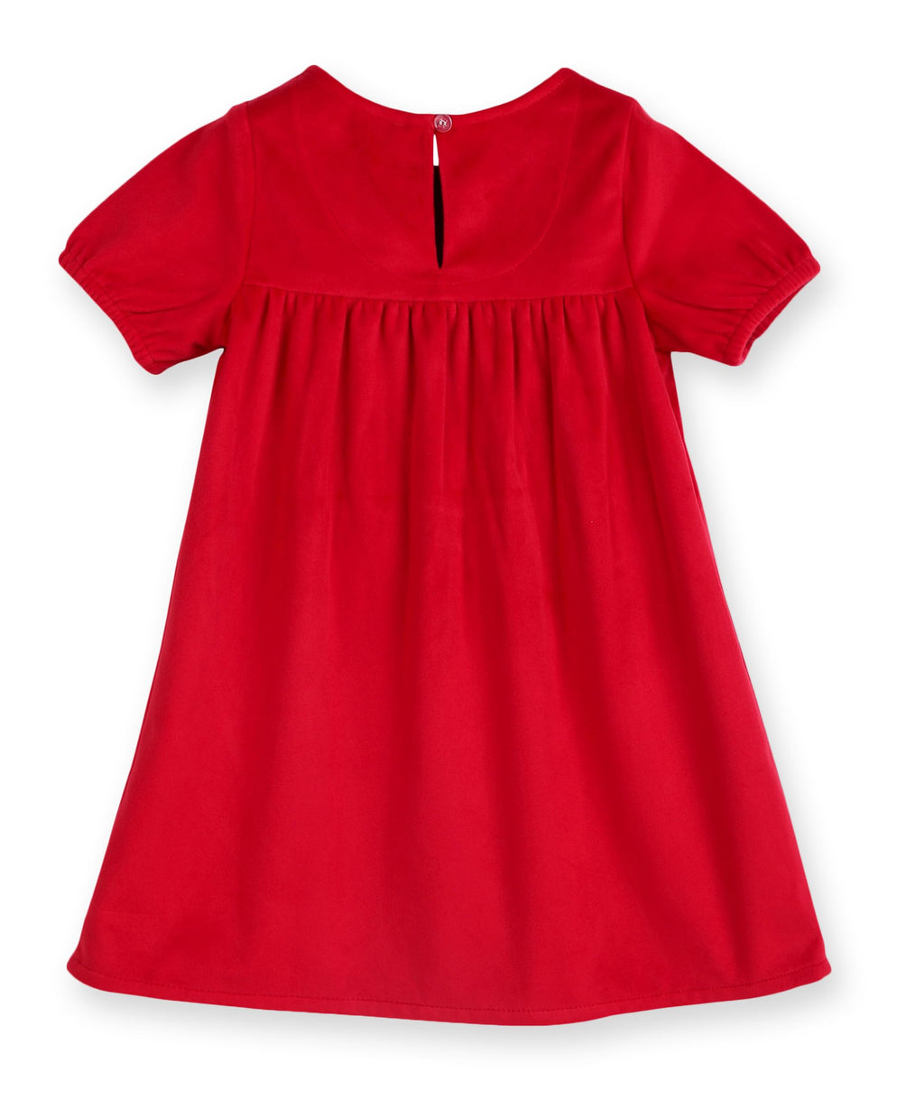 Beebay Kids Girls Lace Detailed Velvet A-Line Drrss Red
