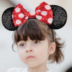LYLIN Mouse Ears Headband, Sequin Ears Headbands with Bow Princess Decoration Halloween Hairs Accessories for Girls Women Boys B
