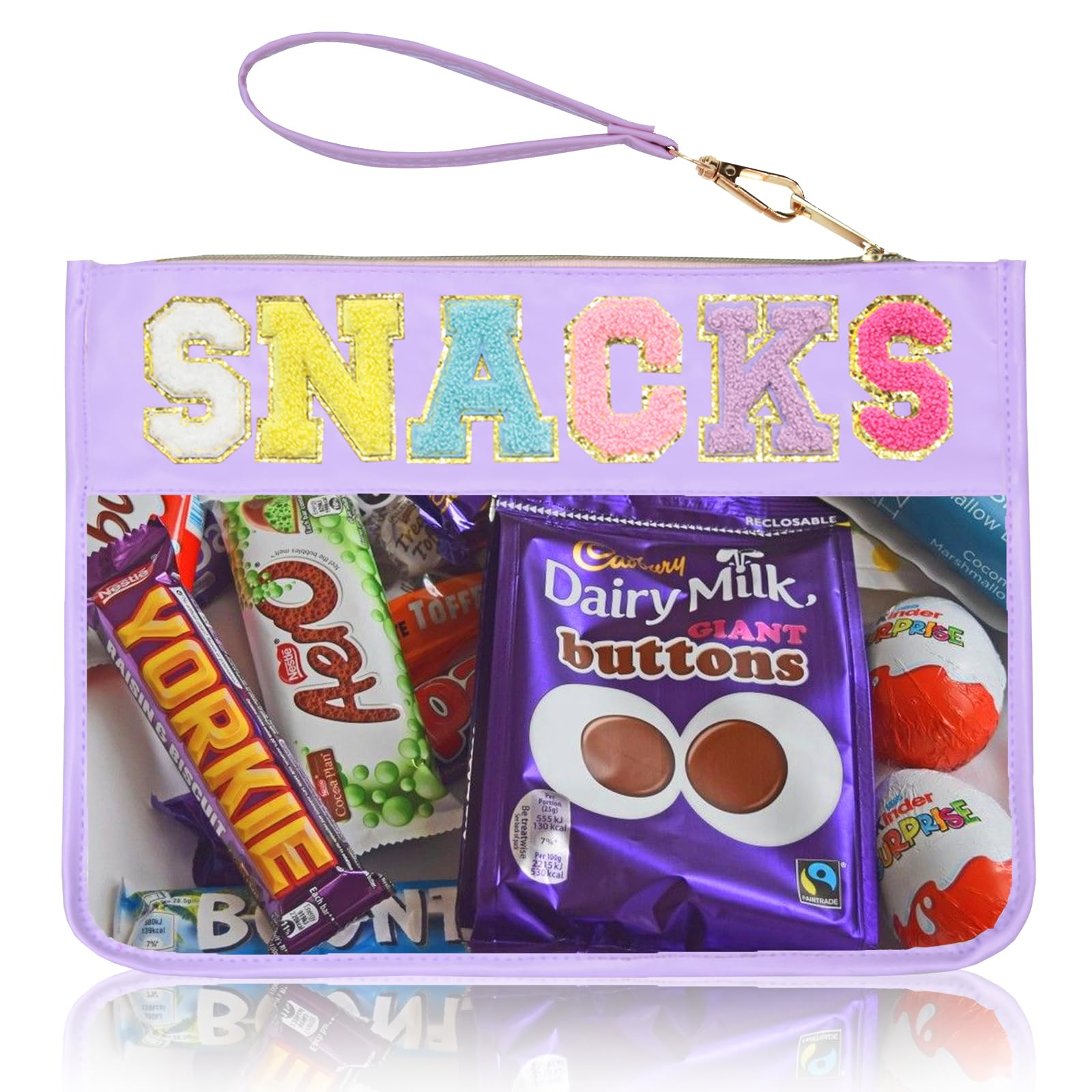 Burskit Chenille Letter Clear Zipper Pouch for Travel Preppy Patch Makeup Bag-Nylon Cosmetic Preppy Makeup Waterproof Organizer