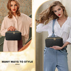 AURUZA Large Capacity Makeup Bag, Travel Cosmetic Bag With Handle and Divider Flat Lay Organizer Portable Toiletry Bag,Makeup St