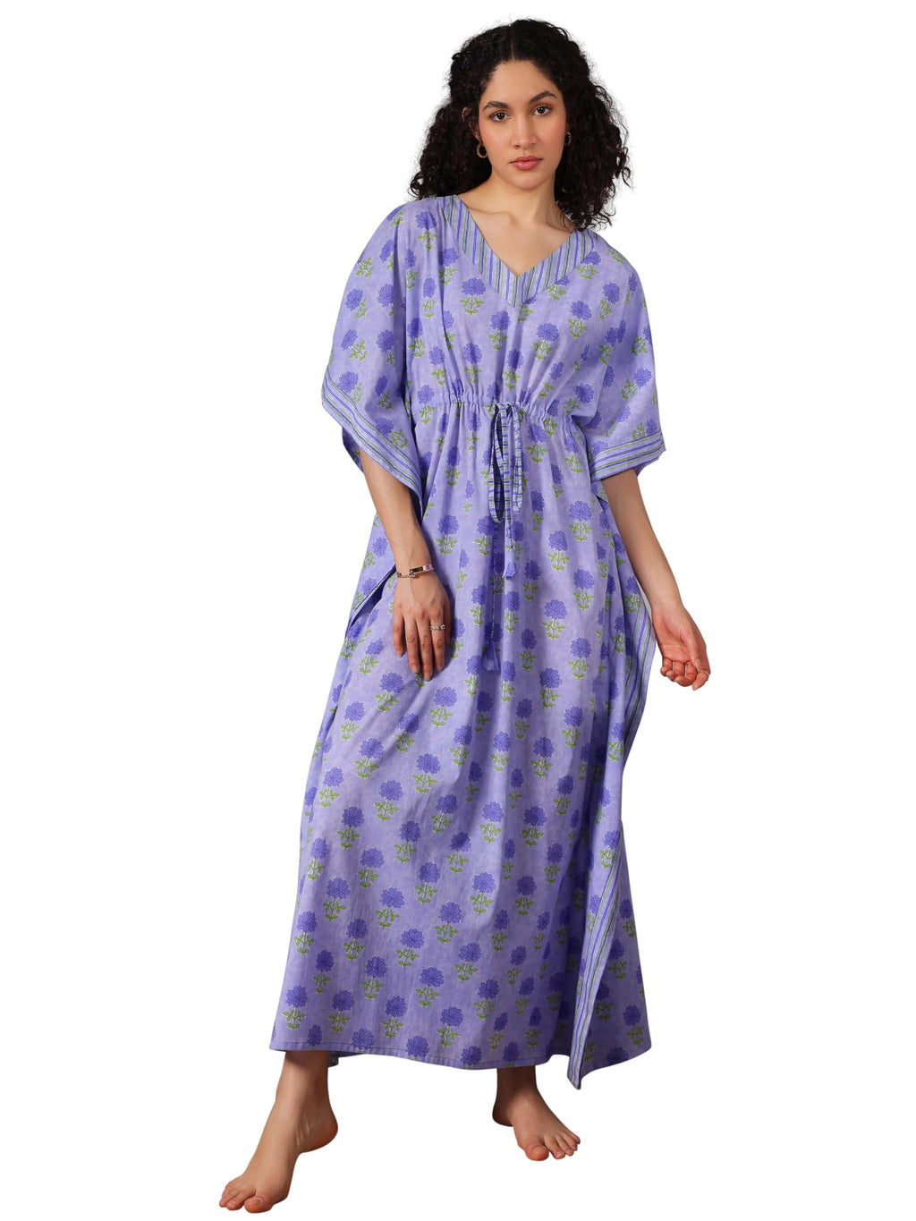 Libas WomenS Cotton Maxi Night Dress (50298_Purple_Onesize)