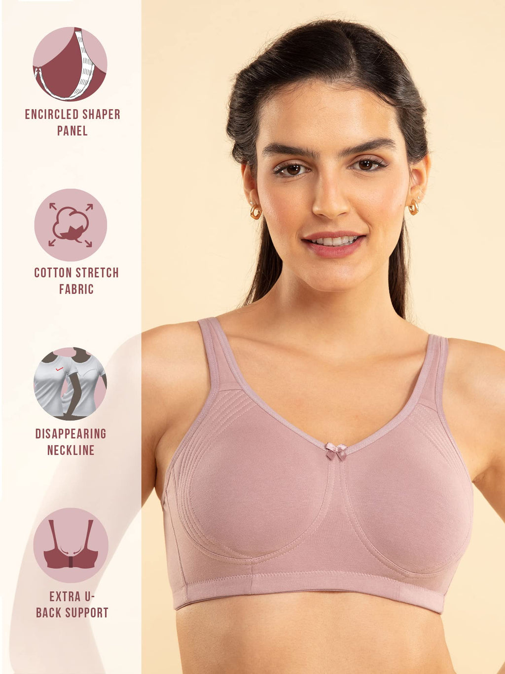 Nykd Everyday Cotton Bra For Women - Encircled With Love | Non-Padded | Wirefree | Full Coverage With Side Support Shaper (Nyb16