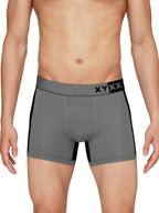 XYXX Mens Underwear Dualist IntelliSoft Antimicrobial Micro Modal Trunk Pack of 3 (Brilliant Blue & Black Iris ; Steel Grey & B