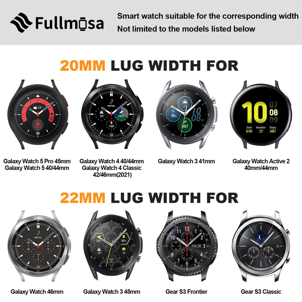 Fullmosa 20mm Treen Gradient Color Tanned Leather Watch Bands Compatible with Samsung Galaxy Watch 5 40mm 44mm/Pro 45mm,Galaxy W