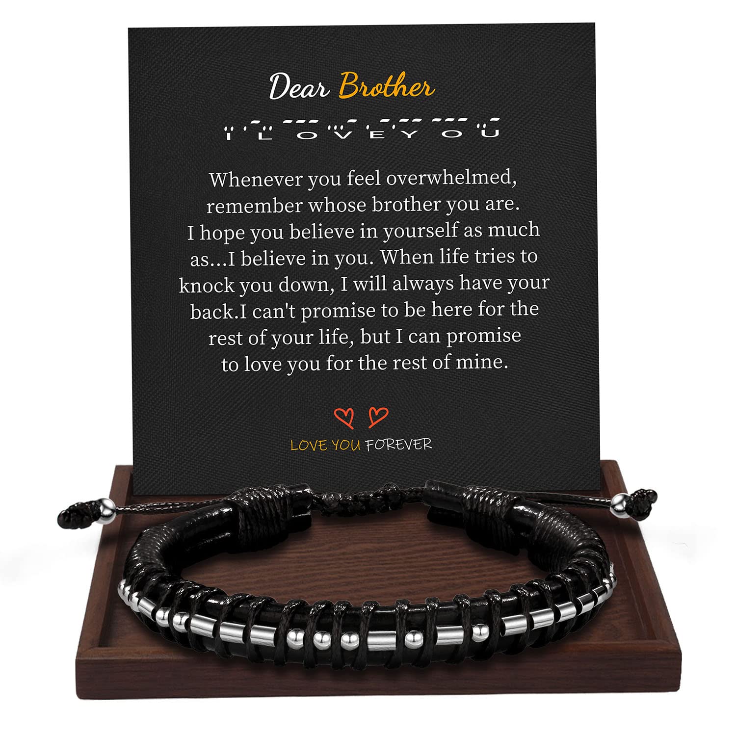 Btysun Stocking Stuffers for Men, Gifts for Brother Mens Bracelet Inspirational Morse Code Bracelets I Love You Gifts for Him Br