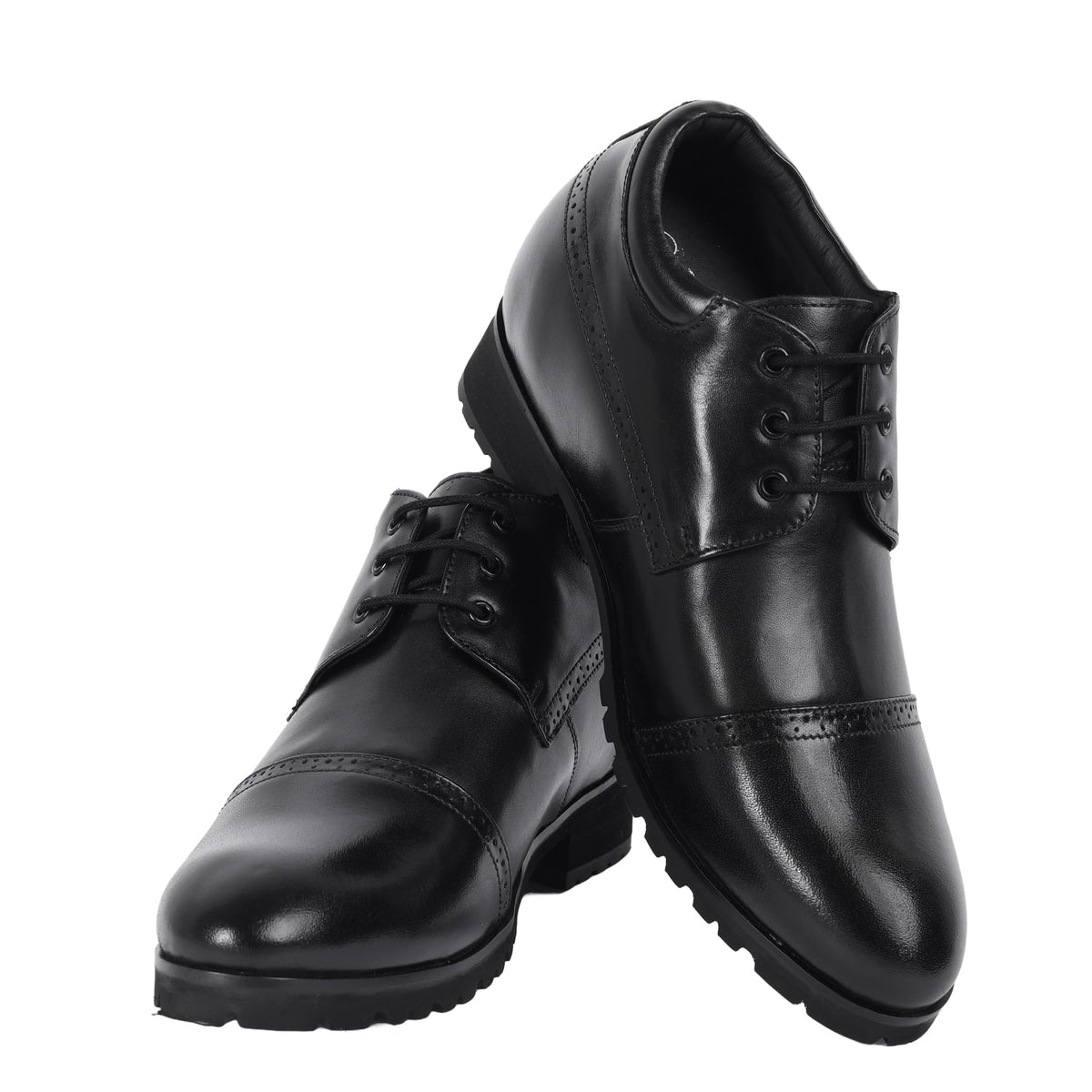 Celby Black Oxford Brogue Formal Shoes for Men with Round tip and Hidden Heel 5.5