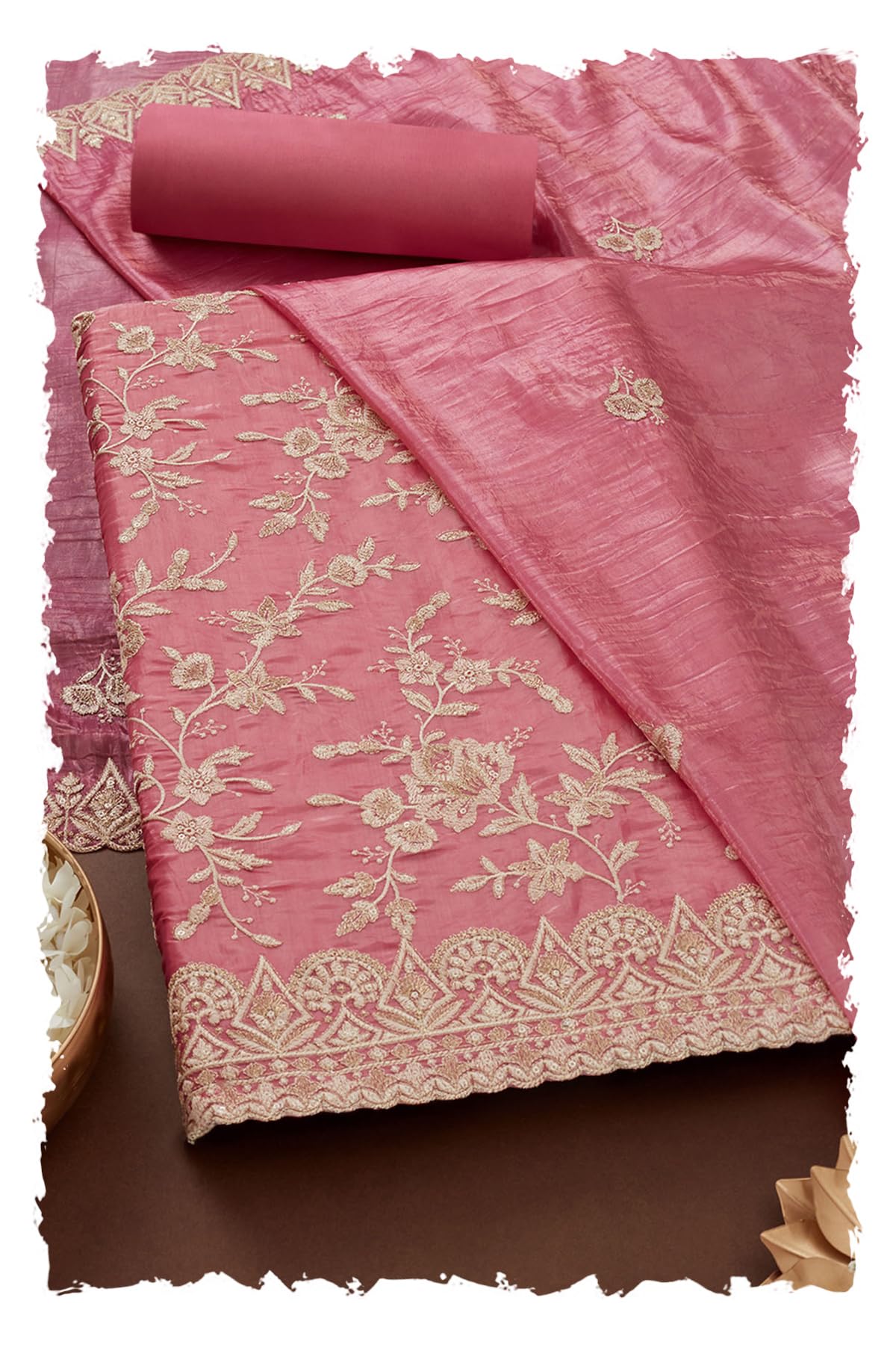 Soch Women Crushed Silk Embroidered Unstitch Dress Material