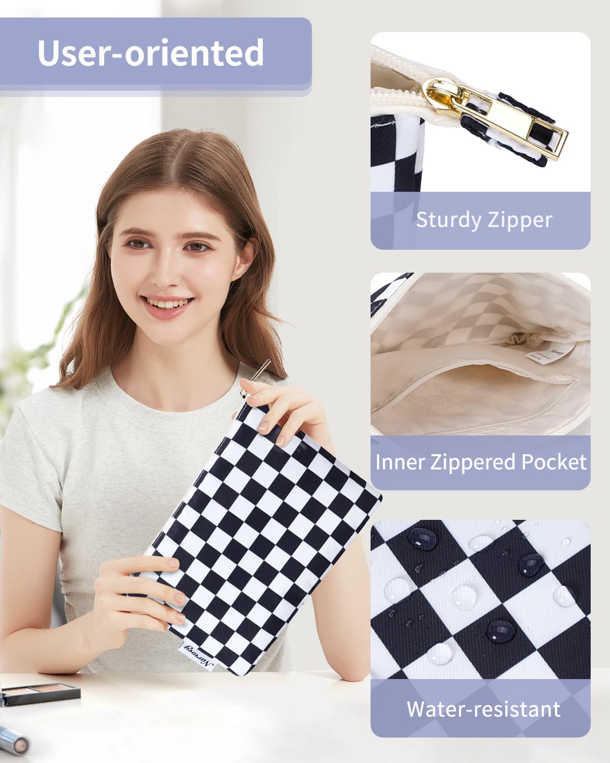 Narwey Small Makeup Bag for Purse Travel Makeup Pouch Cosmetic Bag Zipper Pouch Bags for Women