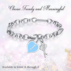 TONY & SANDY Teen Girl Gifts Trendy Stuff 10 Year Old Girl Initial Charm Bracelet Stainless Steel Chain Adjustable Bracelet Birt