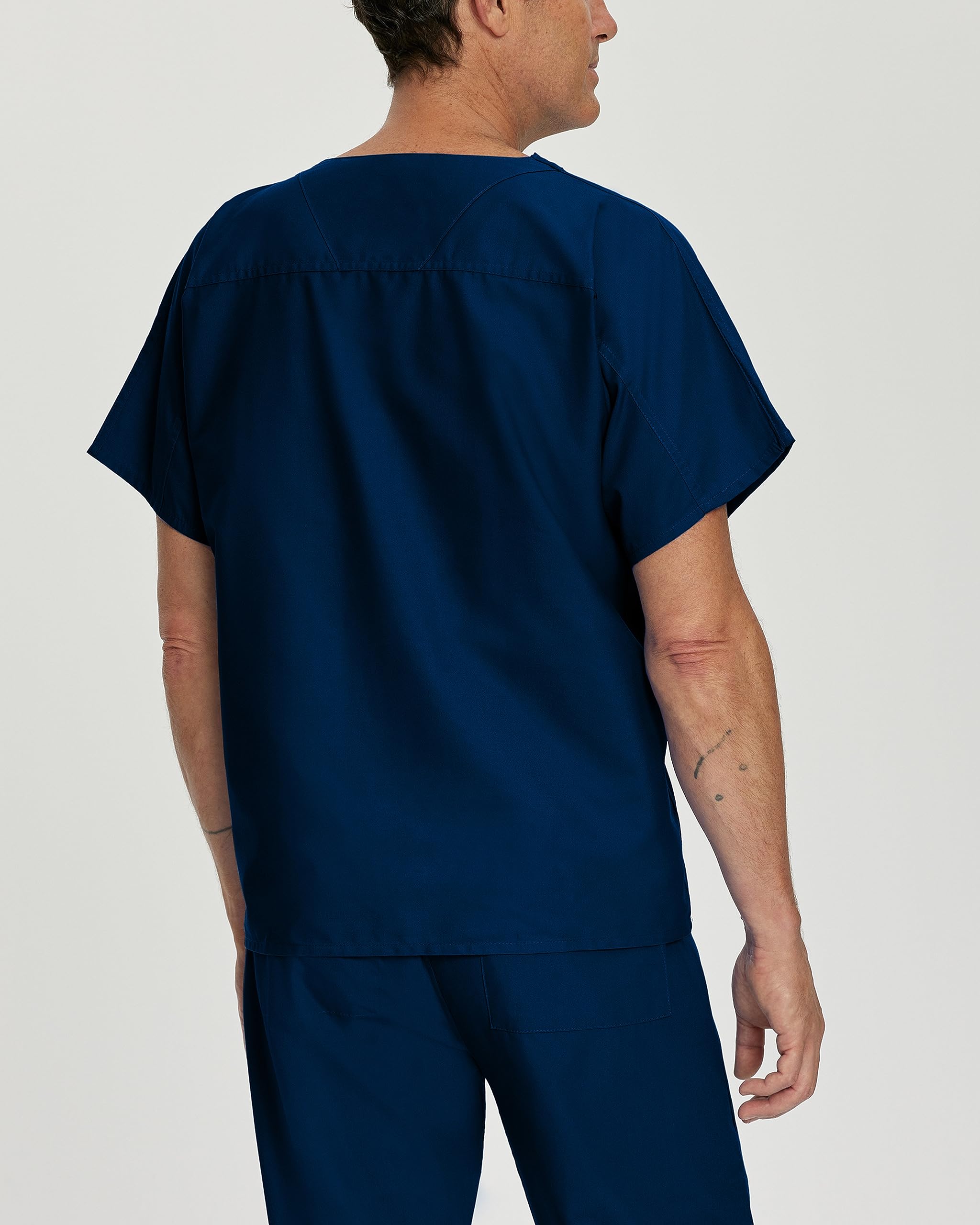 Landau Essentials Unisex Relaxed Fit 1-Pocket V-Neck Scrub Top 7502 Navy