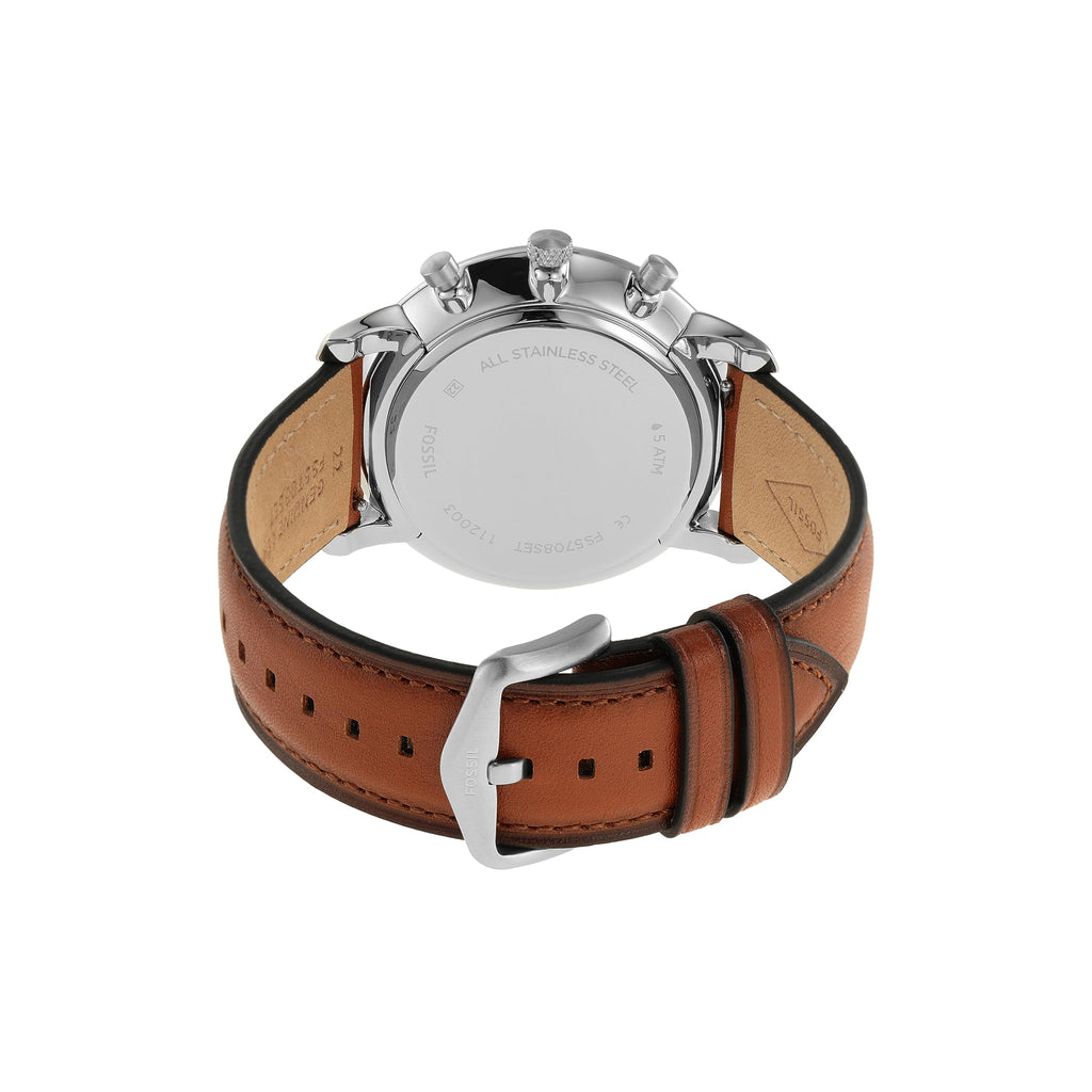 Fossil Men's Neutra Quartz Stainless Steel Chronograph Watch Bracelet Set, Color: Silver, Luggage (Model: FS5708SET)