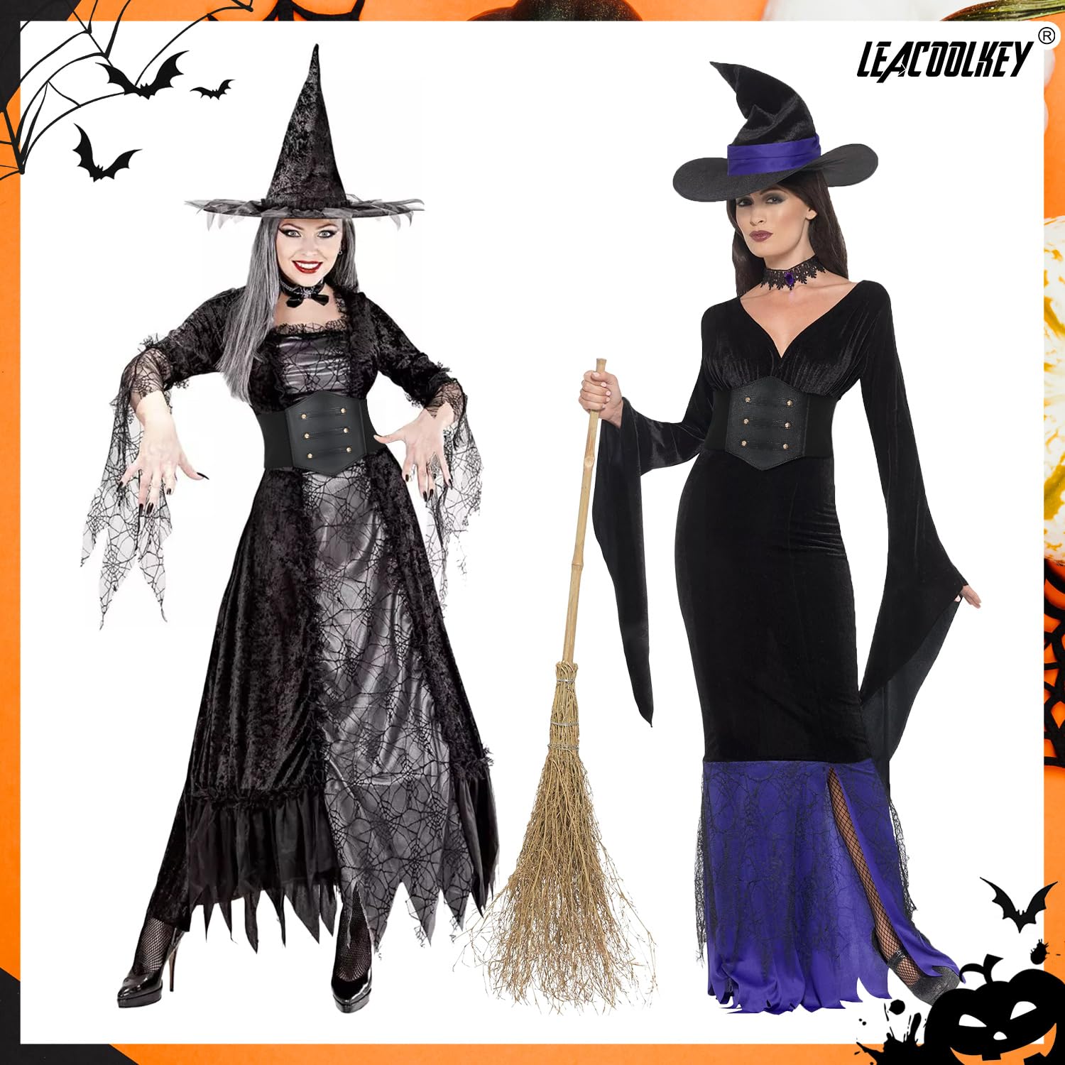 LEACOOLKEY Women Black Corset Waist Belt, Gold Rivet Corset Elastic Belt, Obi Belt for Women for Dress, Halloween Accessories