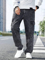 TAGAS Men Loose Fit Mens Flip Pocket Jeans || Mens Stylish Cotton Loose Fit Denim Cargo || Multi-Pocket Styling Pant|| (in, Num