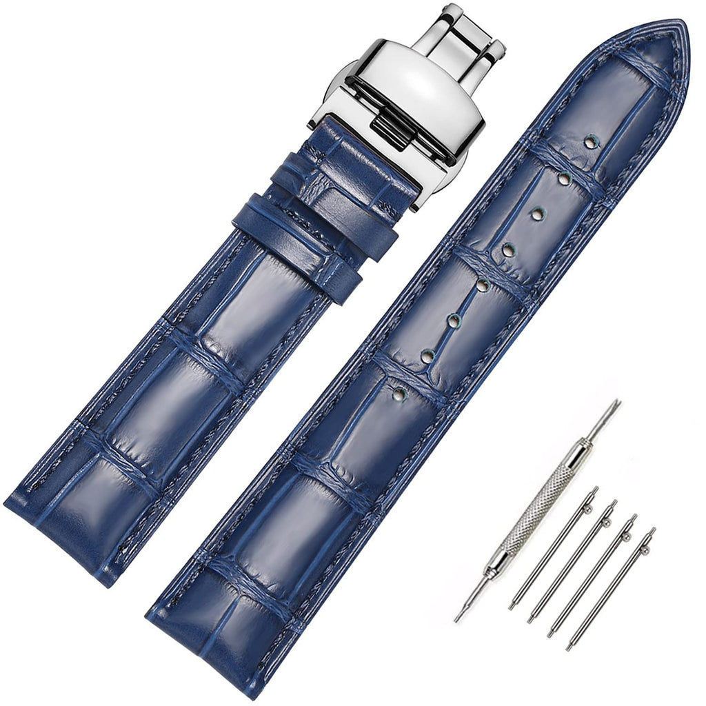 Moran Quick Release Leather Watch Bands Deployment Butterfly Buckle 18mm 20mm 22mm 24mm Blue Black Brown Calfskin Replacement Wa