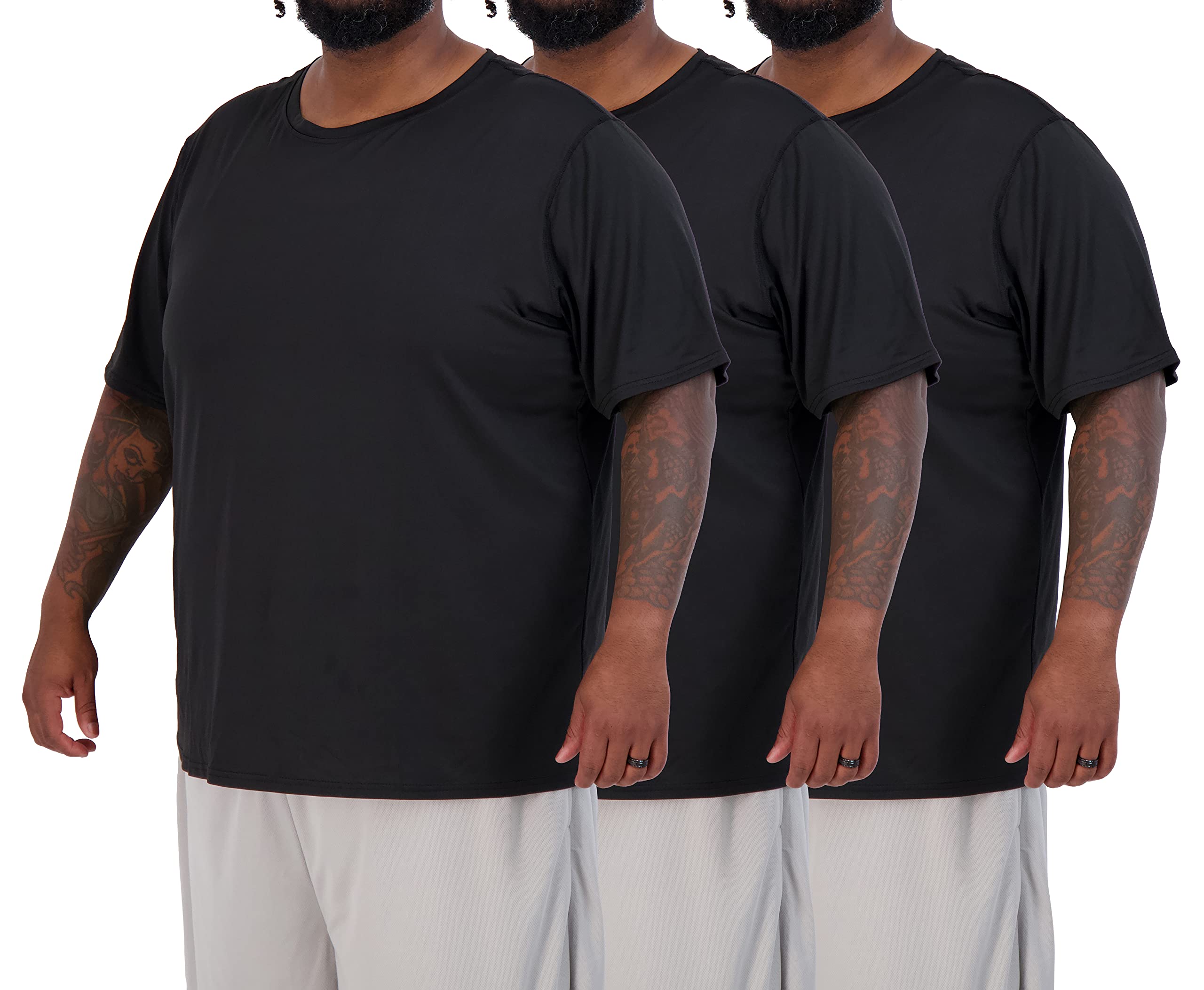 3 Pack: MenAs Big and Tall Tech Stretch Short Sleeve crew Quick Dry Fit T-Shirt Wicking Active Athletic gym Top Plus Size clothe