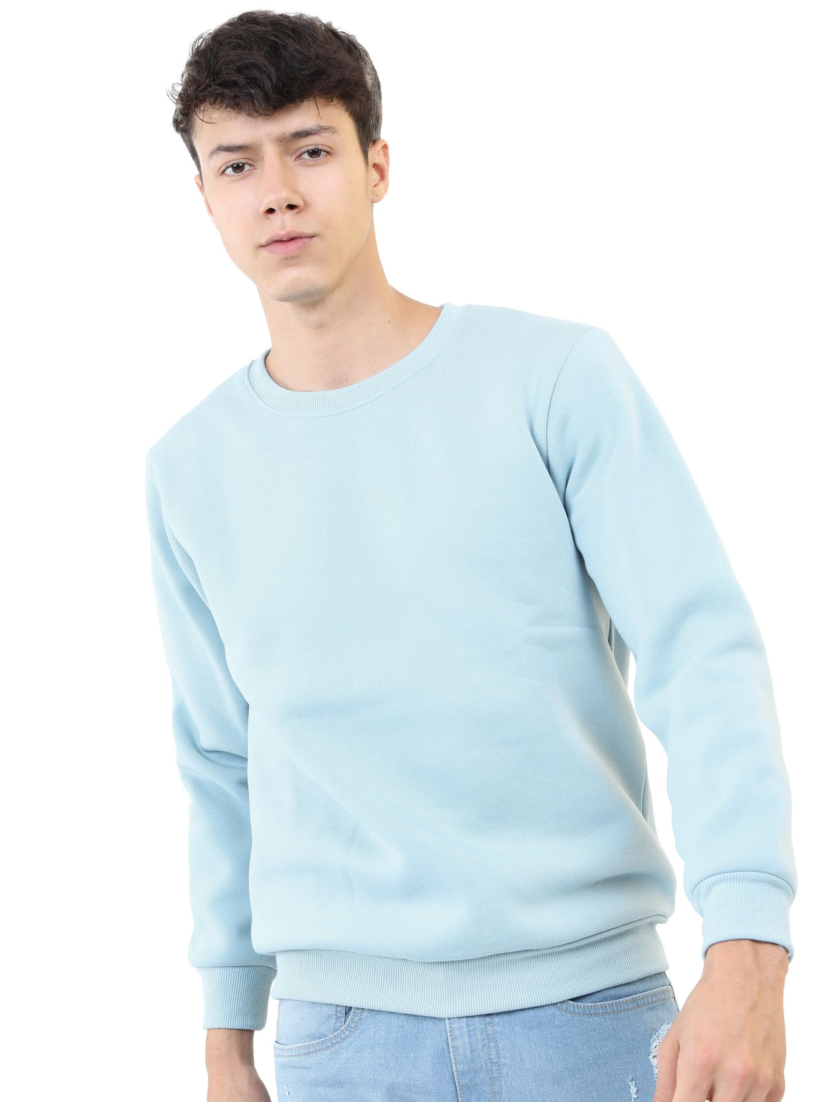 Ketch MenS Cotton Blend Round Neck Sweatshirt (Khss000077_Blue