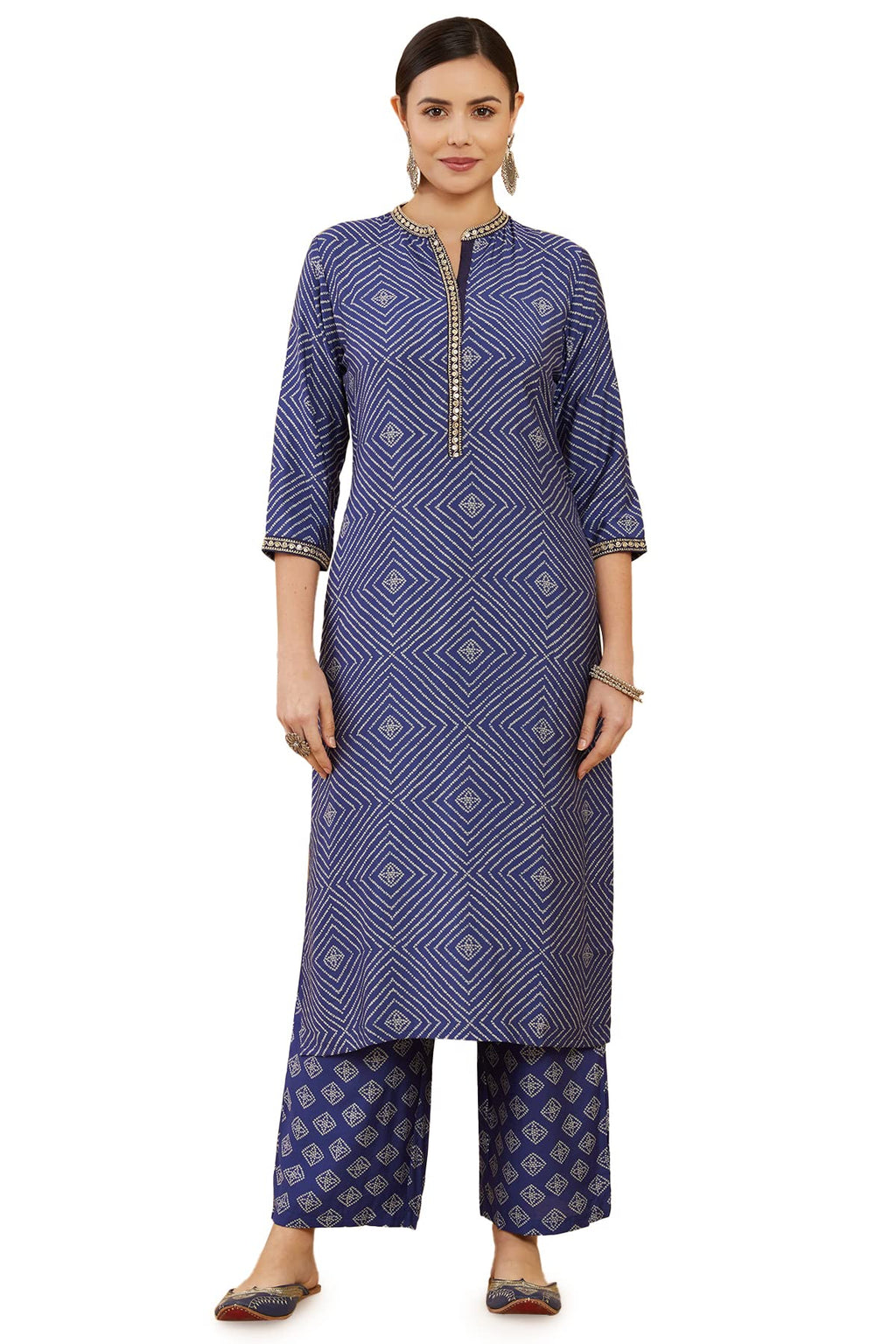 Soch Women'S Crepe Kurta Set (Ewa2Ks1064A_Blue_M)