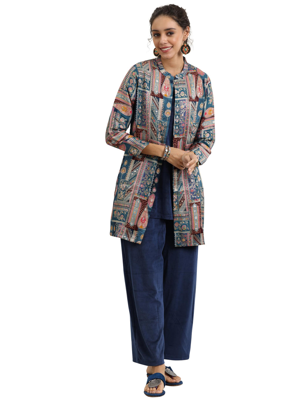Libas Womens Solid Velvet Co-Ord Set For Women