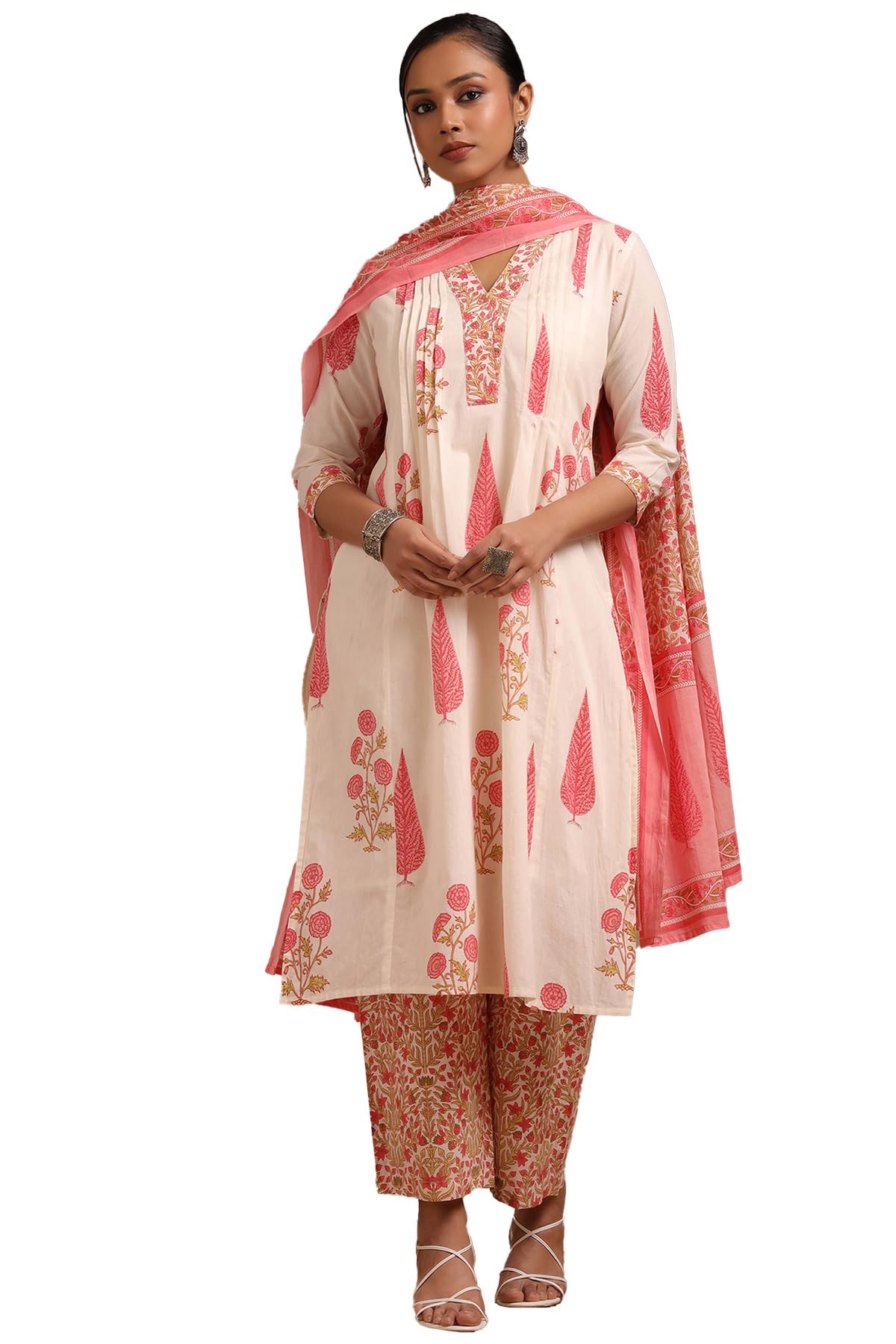 Soch Women Cotton Floral Print Suit Set with Sequins