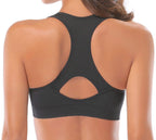 Stylish Racerback Athletic Sports Bra  Padded Seamless High Impact Support Black