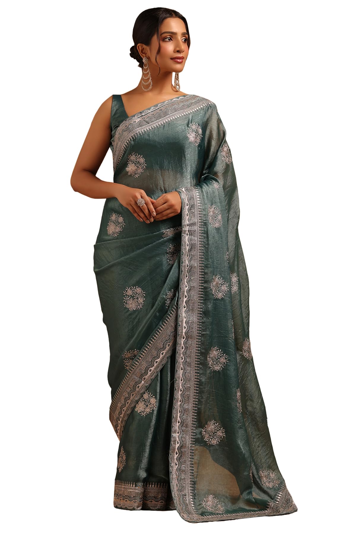 Soch Women Fendy Floral Saree with Zari Embroidery and Work