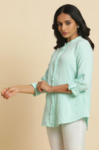 W for Woman Womens Solid Regular Fit Top (23AUW30706-220877_Light Blue