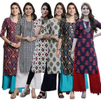 Tee Projekt Crepe Digital Printed Kurti For WomenS Ll Effortless Elegance Kurti (Pack Of 6)
