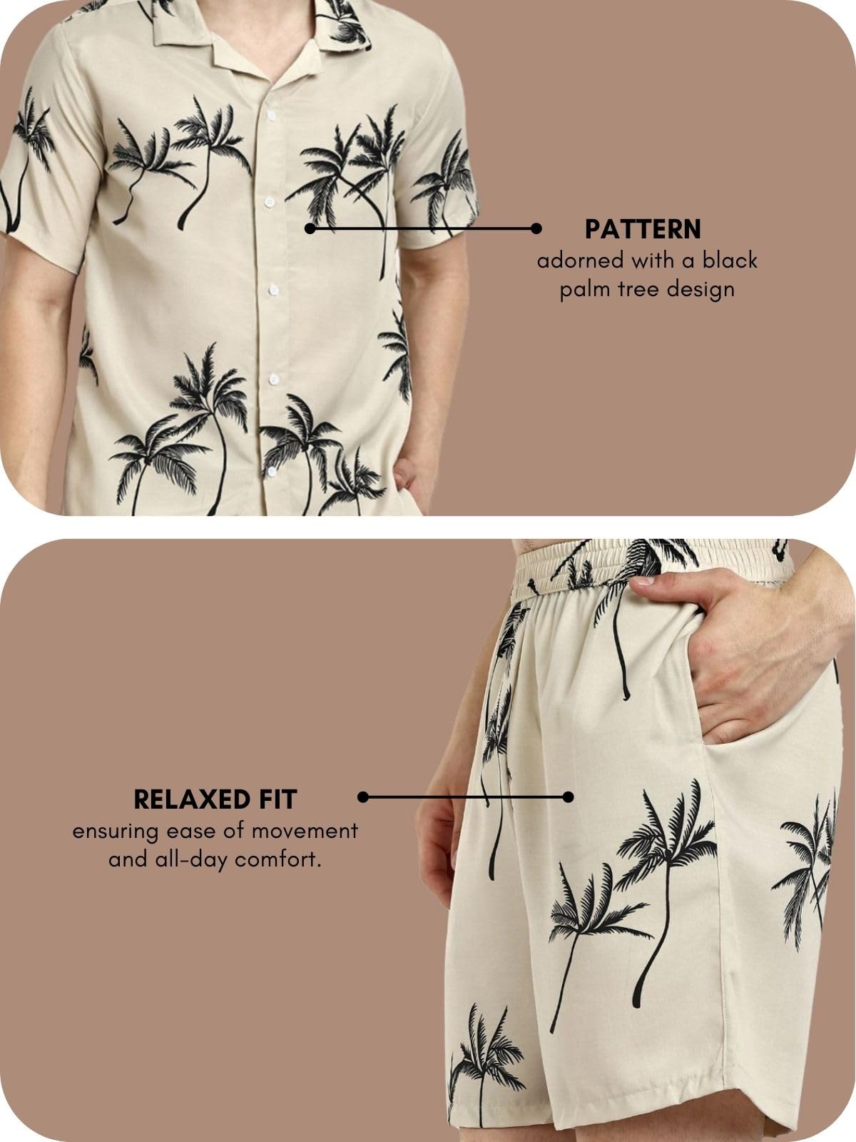 Leriya Fashion Night Dress for Men || Palm Tree Printed Rayon Night Dress || Beach Wear Summer Wear for Men || Sleepwear Loungew