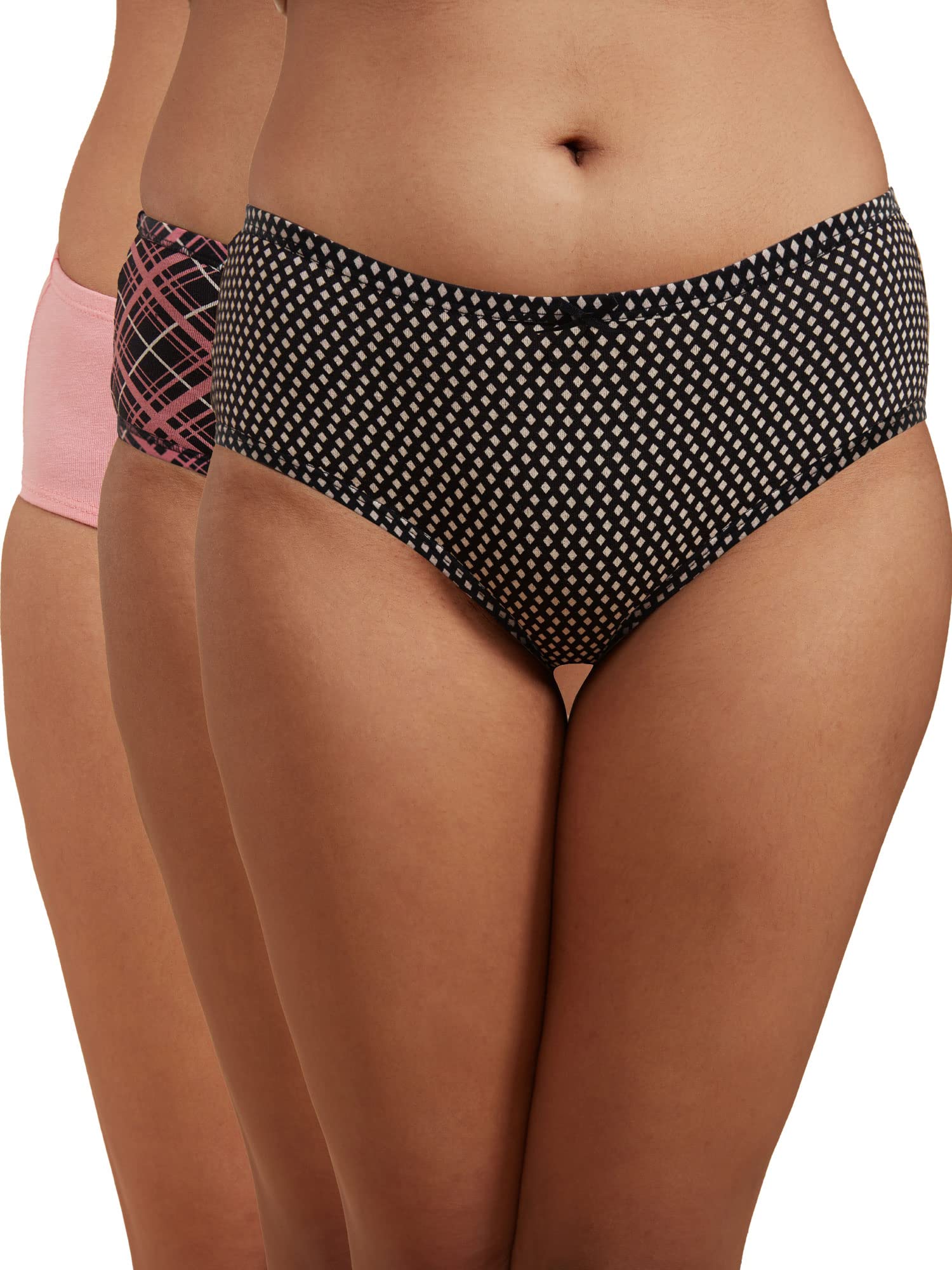 Nykd (Nyp100 Assorted Breathable Cotton Hipster Panty Set For Women | Mid Rise, Medium Coverage With Anti Bacterial & Anti Odour