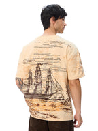 The Souled Store Lets Sail Oversized T-Shirt for Men Boys Cotton Casual Half Sleeves Baggy Loose Fit Drop Shoulder Round Neck B
