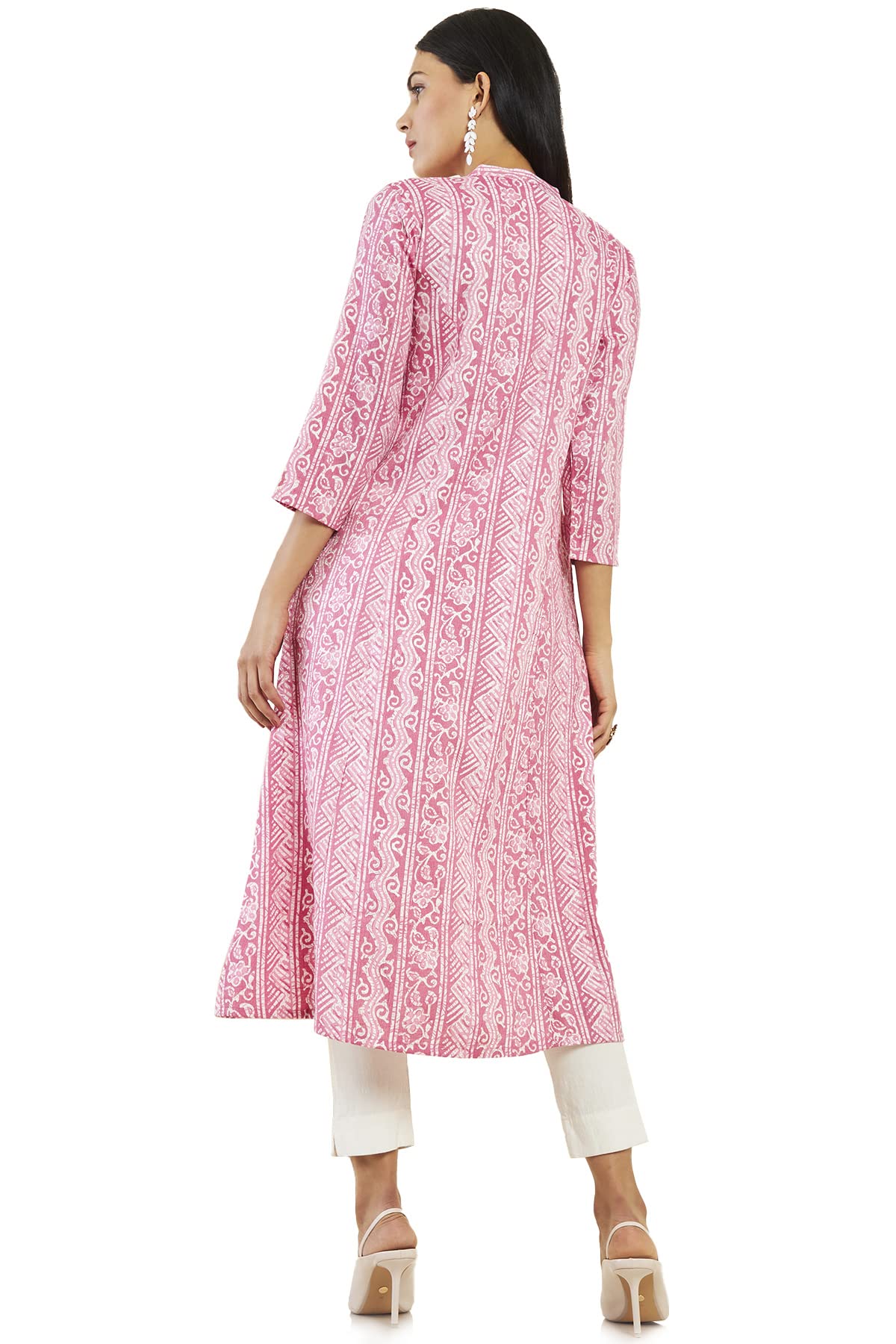 Soch Women Pink Rayon Printed A-Line Kurta