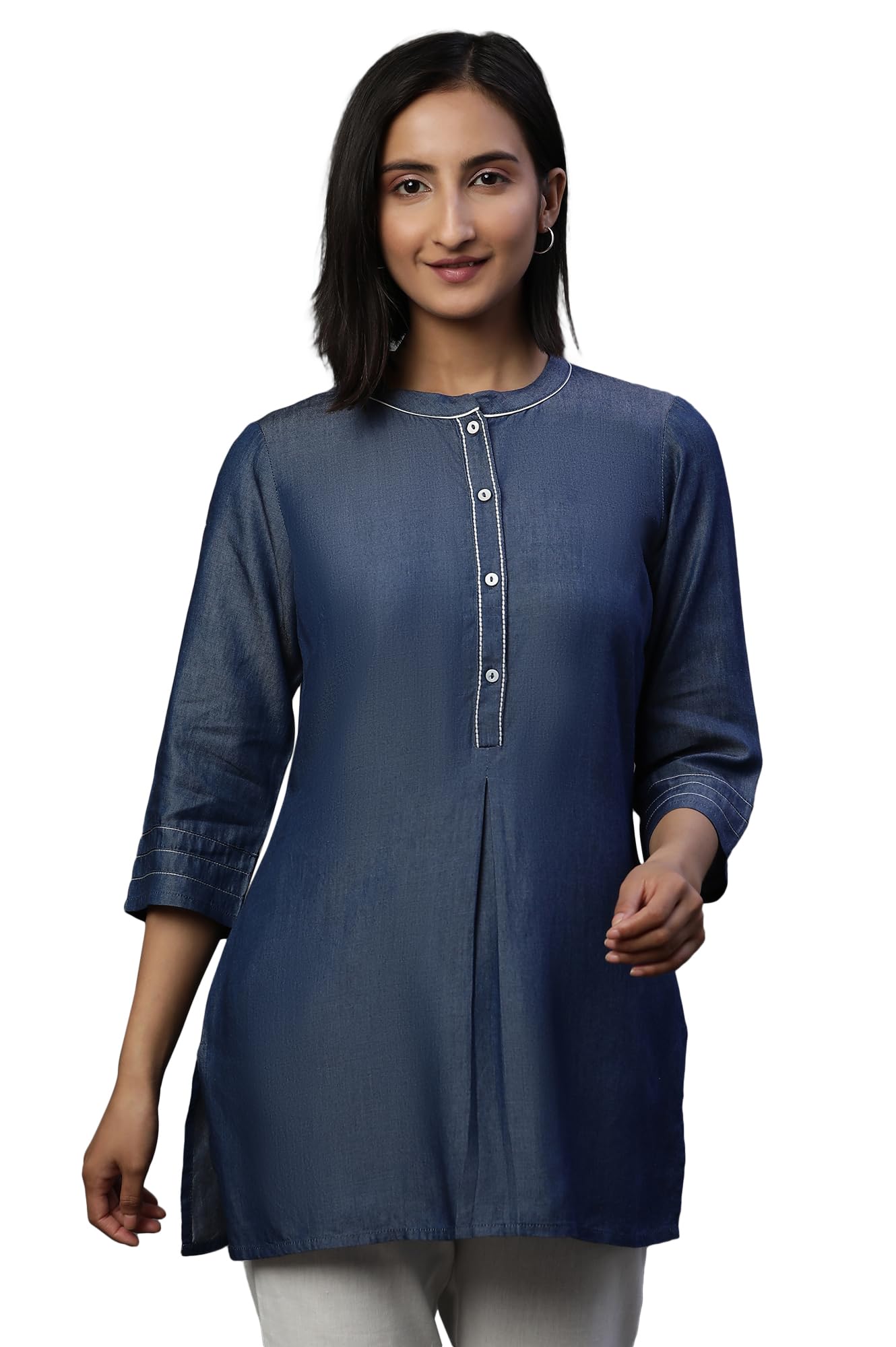 Aurelia Women'S Cotton Solid Regular Kurti (23Aua30308_Blue