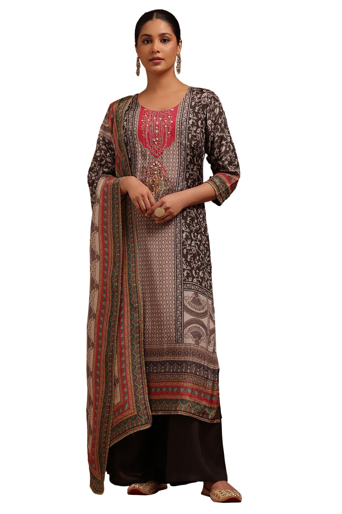 Soch Women Muslin Ethnic Motifs Suit Set with Zari