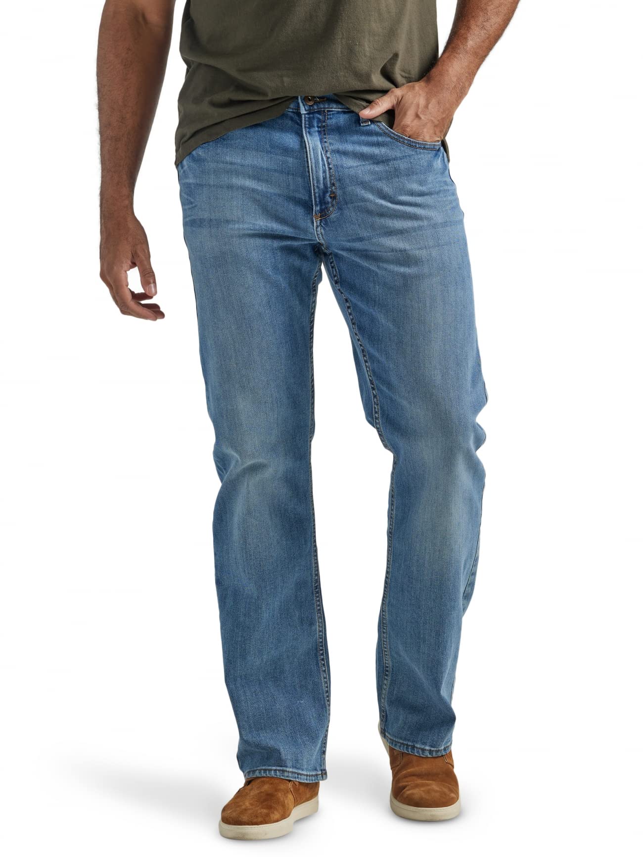 Wrangler Authentics Men's Relaxed Fit Boot Cut Jean, Riptide, 42W x 30L