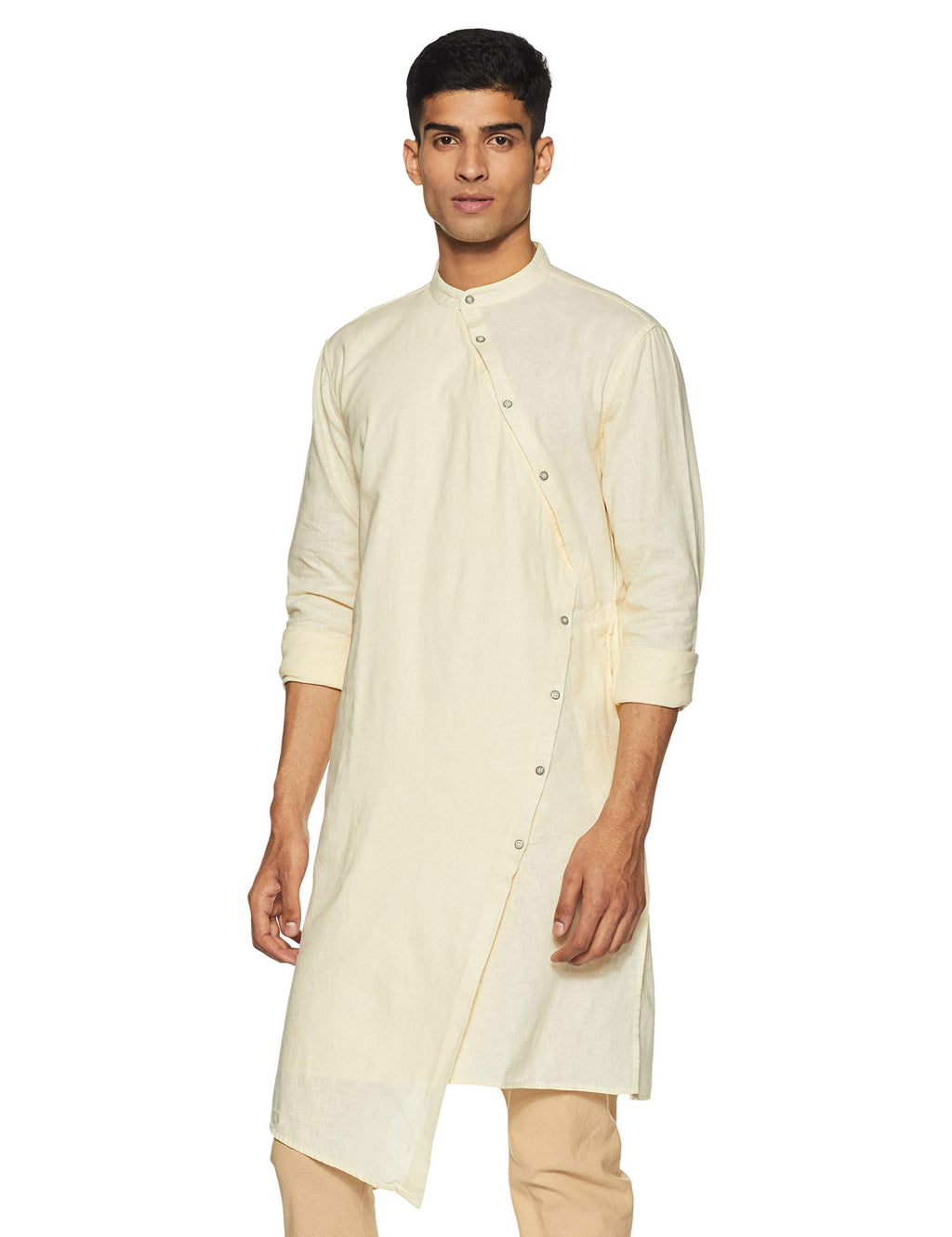 The Indian Garage Co Men'S Cotton Slim Fit Kurta (K863L42_Yellow_L)