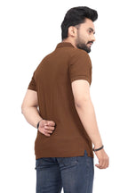 More & More MenS Solid Regular Fit T-Shirt (Bb Polo Brown