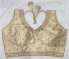 Pujia Mills WomenS Indian Ethnic Wear Designer Golden Zari Embroidery With Sequence Work V Neck Sleeveless Readymade Worked Sar