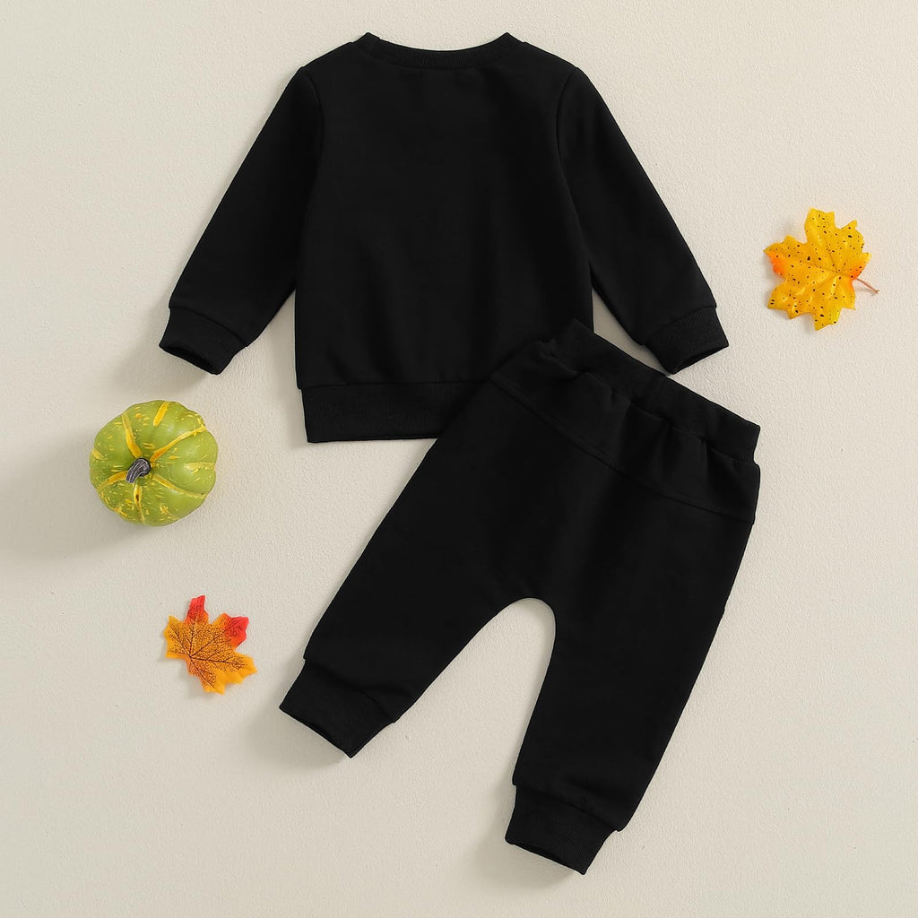LIOMENGZI Infant Baby Boy Halloween Pants Outfits Long Sleeve Shirts Pumpkin Sweatshirt Pants Infant Fall Winter Clothes Set (Pu