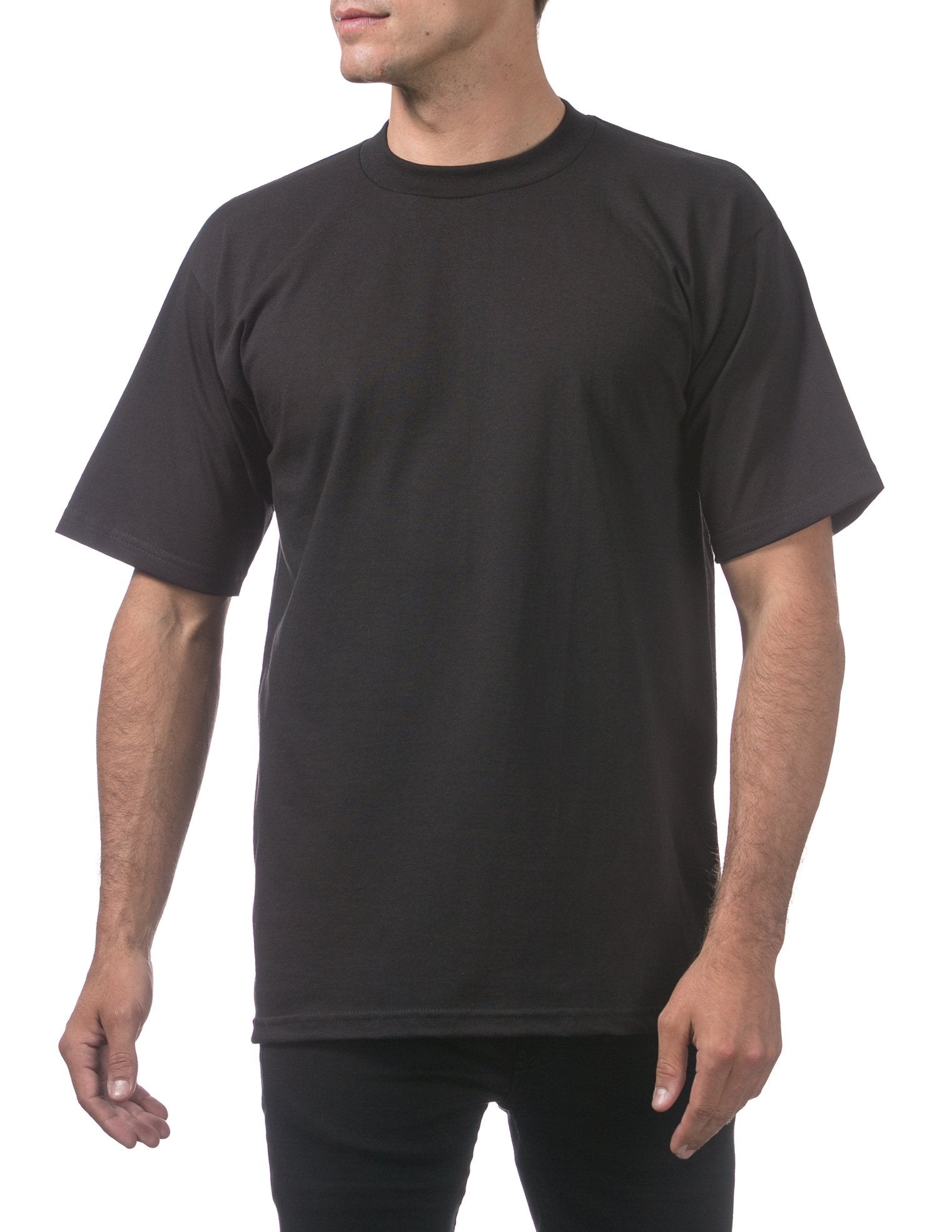 Pro Club Men's 3-Pack Heavyweight Cotton Short Sleeve Crew Neck T-Shirt, Black, 3X-Large