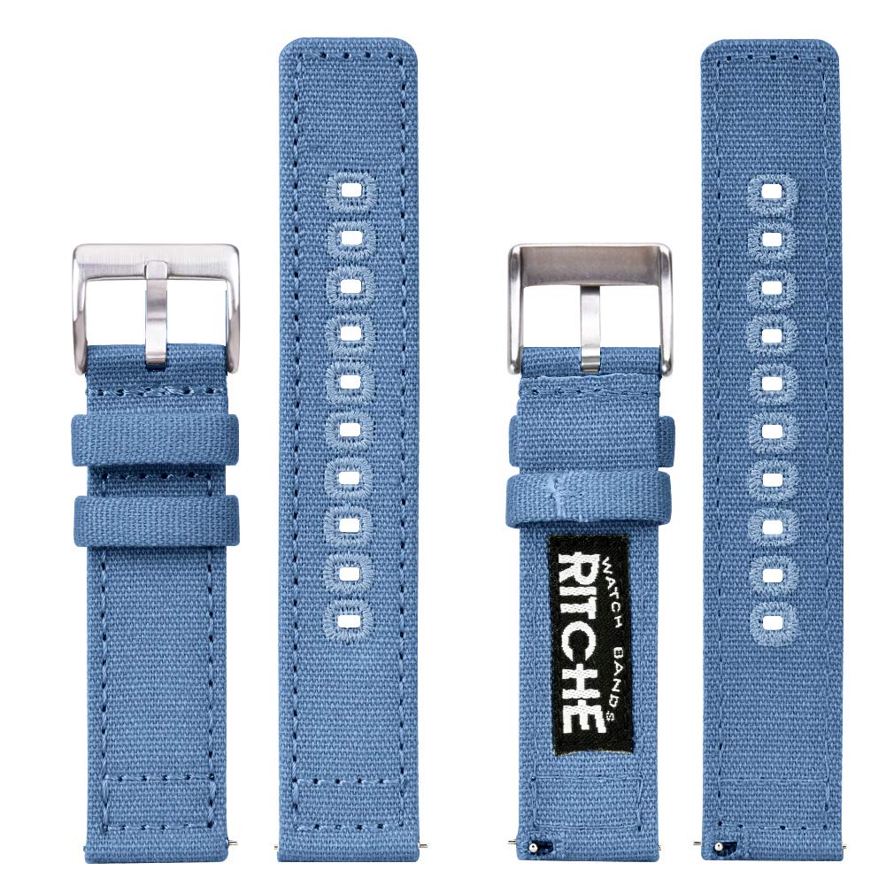 Ritche Christmas Gift 18mm Canvas Wristbands Quick Release Watch Band Blue Replacement Watch Straps for Men Women, Valentine's d