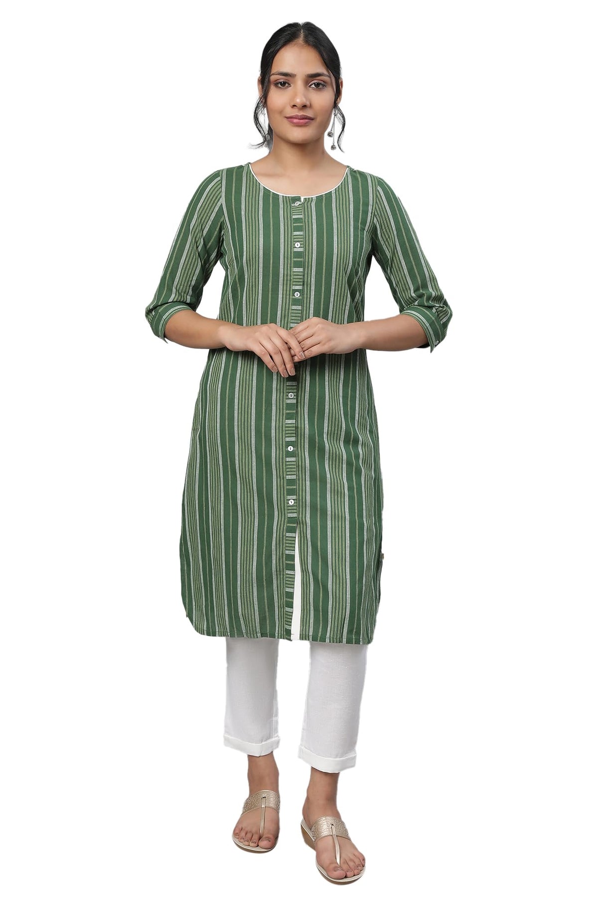 Aurelia Womens Cotton Kurta & Trouser (22FEAS14327-701921_Natural