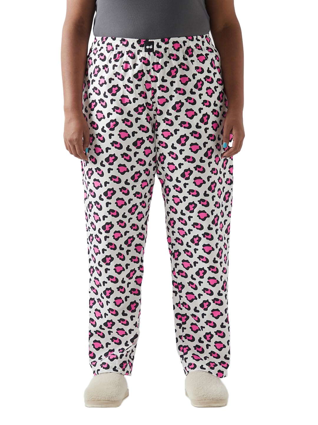 Bewakoof Womens All Over Printed Regular Fit Poplin Plus Size Pyjamas_ 645092_ White_ 6XL