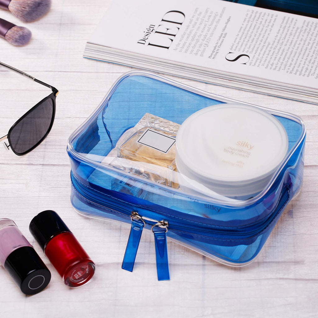 Pangda 5 Pack Clear PVC Zippered Toiletry Carry Pouch Portable Cosmetic Makeup Bag for Vacation, Bathroom and Organizing