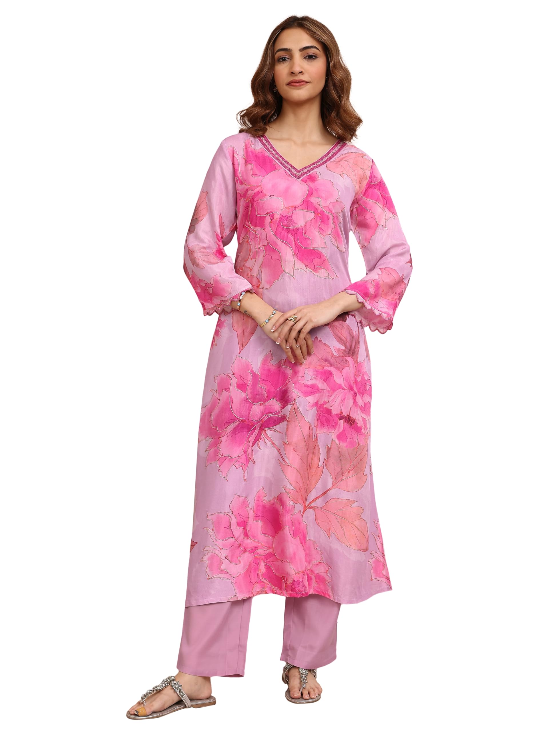 Libas Printed Muslin A-Line Kurta With Trousers-401254Xl