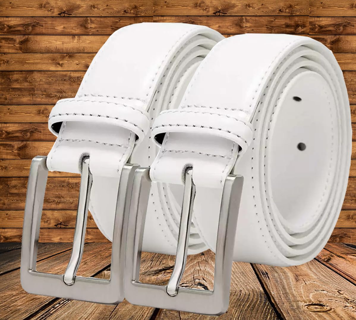 Men Casual White, White Artificial Leather Belt ()_347 40
