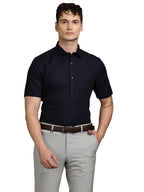 Turtle Men Pure Cotton Slim Fit Printed Half Sleeve Blue Formal Shirt