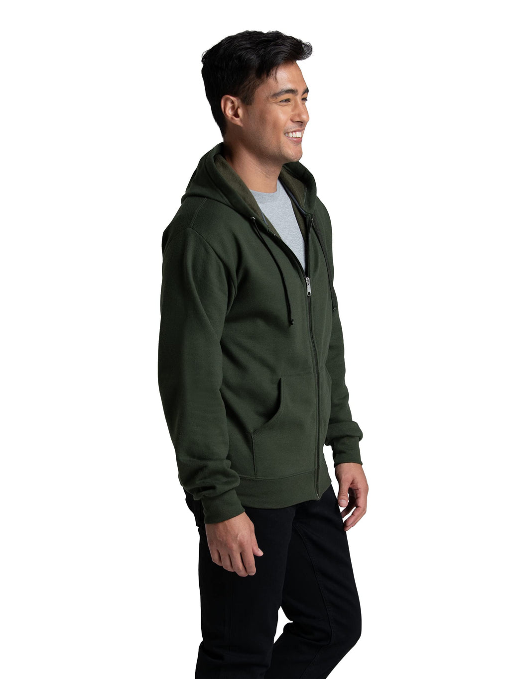 Fruit of the Loom Eversoft Fleece Hoodies, Pullover, Moisture Wicking & Breathable, Sizes S-4x, Duffle Bag Green Full Zip
